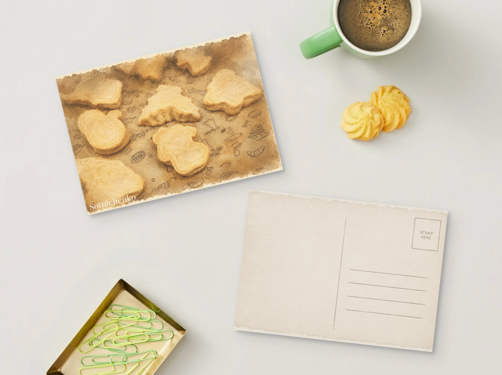 Golden Cookies — Vintage Printable Postcard