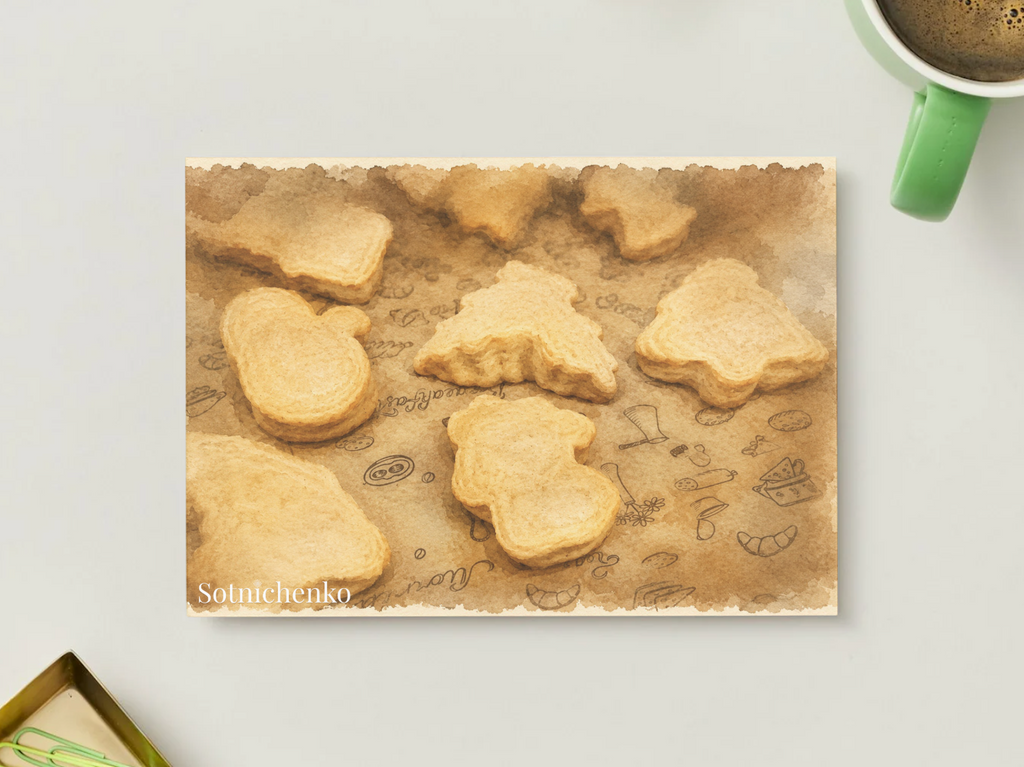 Golden Cookies — Vintage Printable Postcard