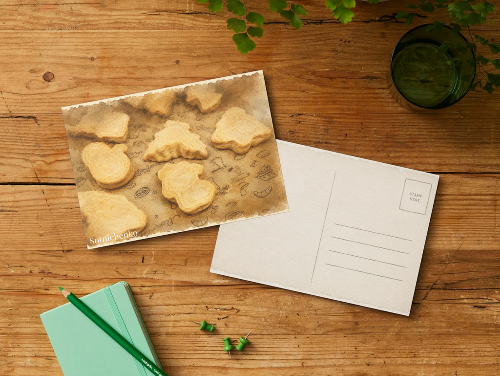 Golden Cookies — Vintage Printable Postcard
