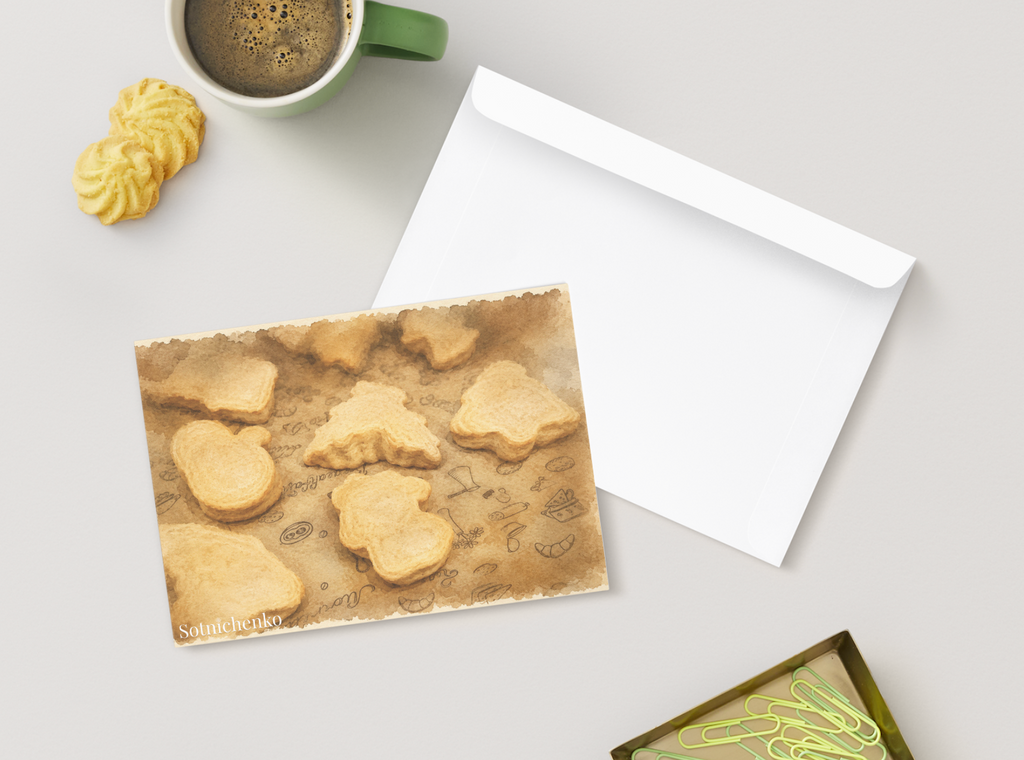 Golden Cookies — Vintage Printable Postcard