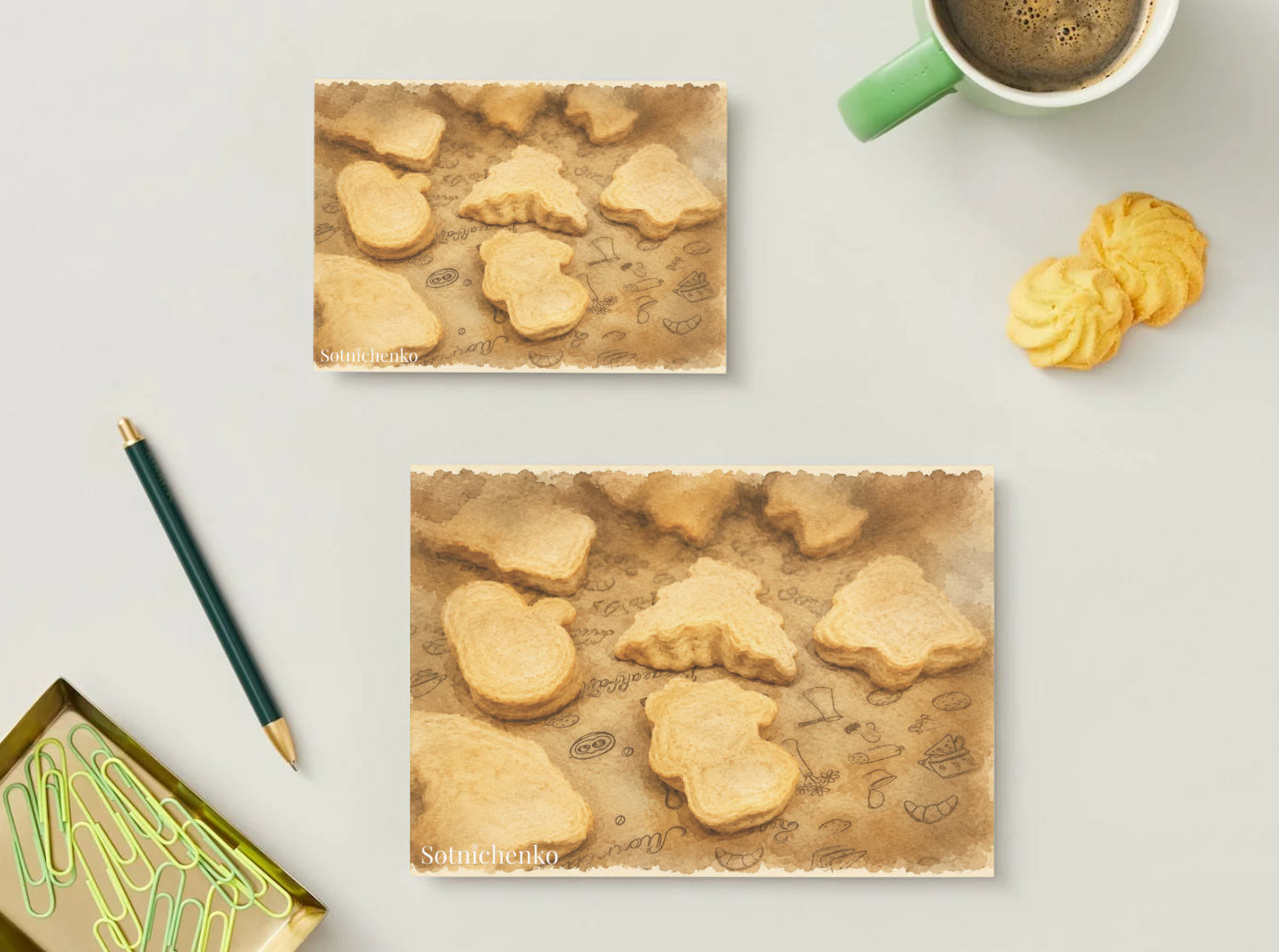 Golden Cookies — Vintage Printable Postcard
