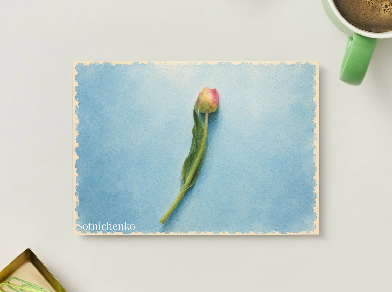 Single Tulip — Minimal Printable Postcard