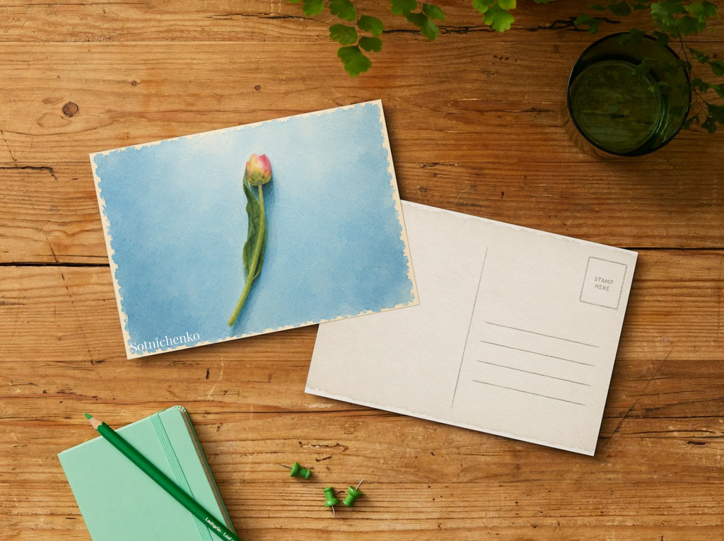 Single Tulip — Minimal Printable Postcard