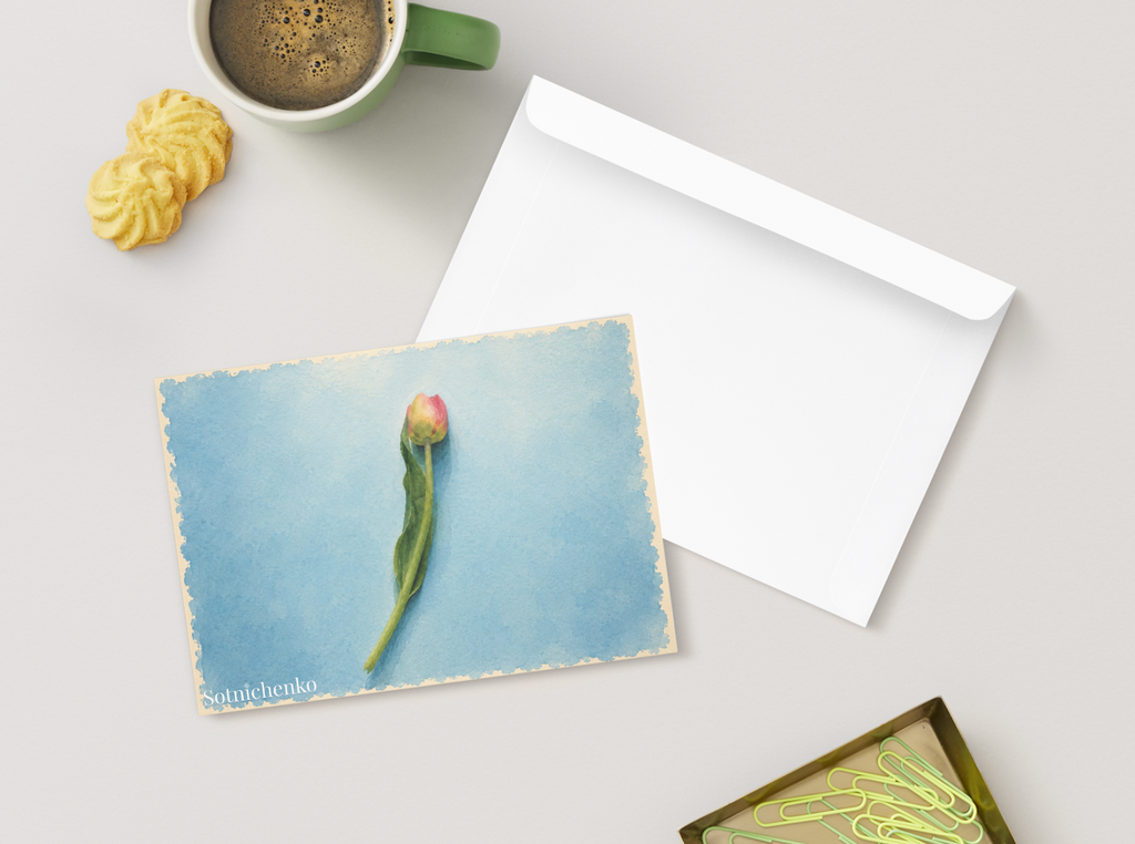Single Tulip — Minimal Printable Postcard