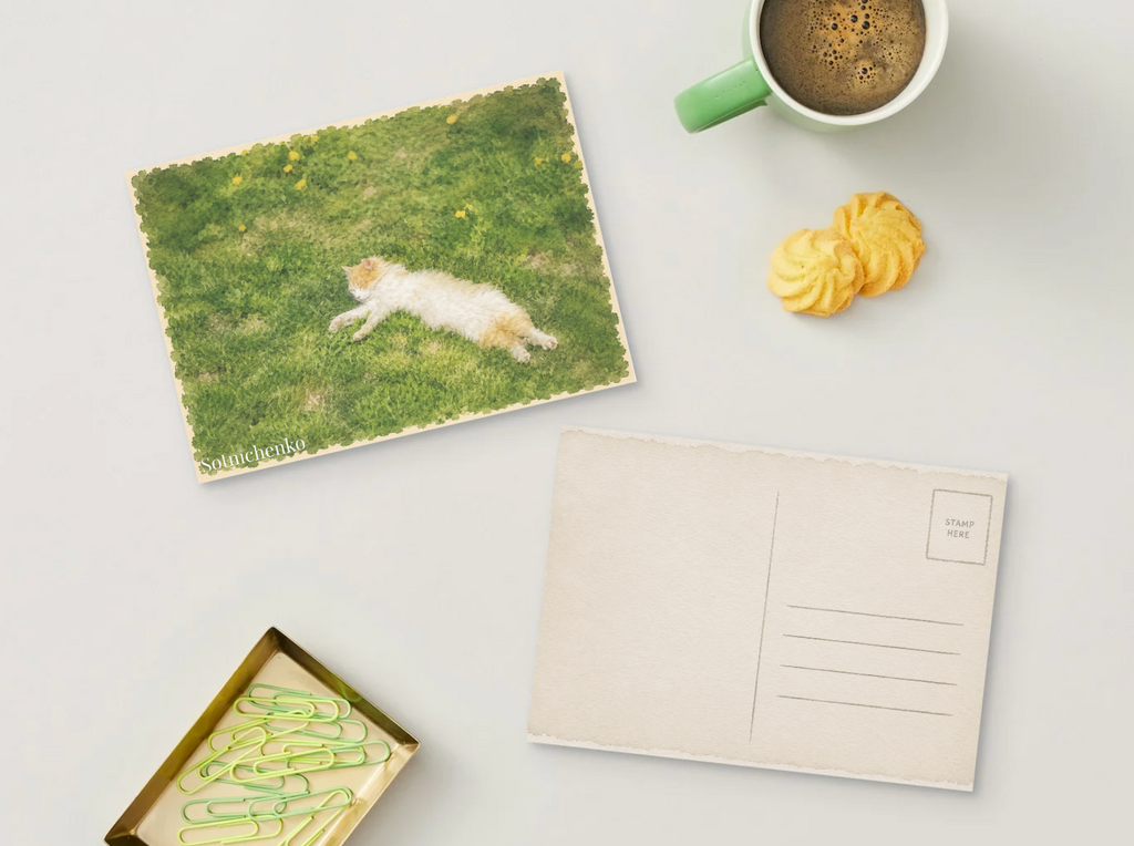 Grass Nap — Cozy Printable Postcard