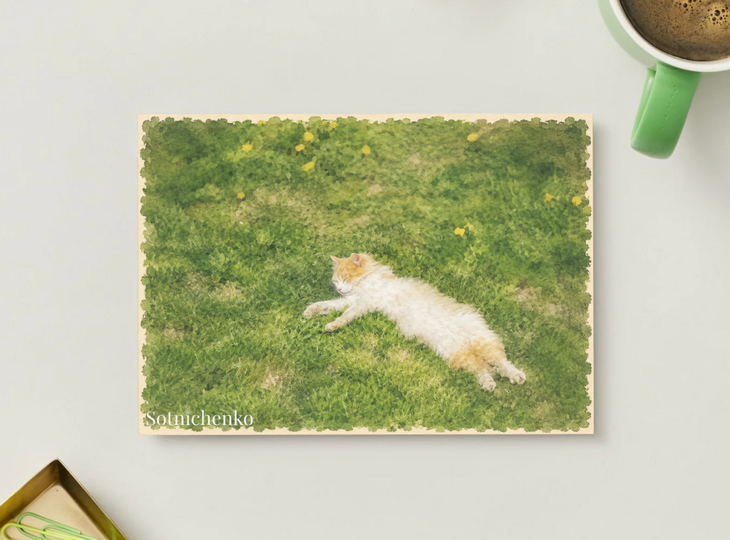 Grass Nap — Cozy Printable Postcard