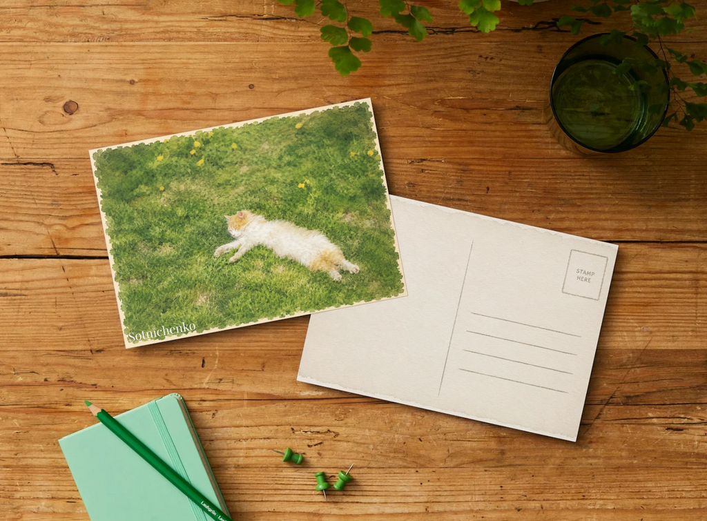 Grass Nap — Cozy Printable Postcard