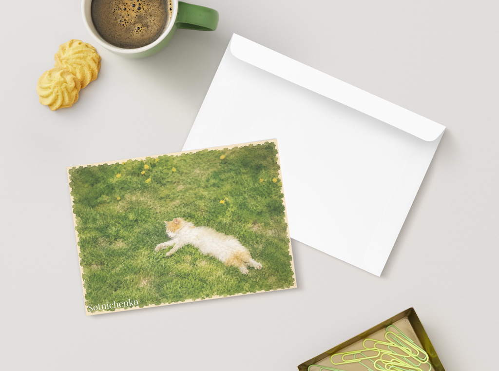 Grass Nap — Cozy Printable Postcard