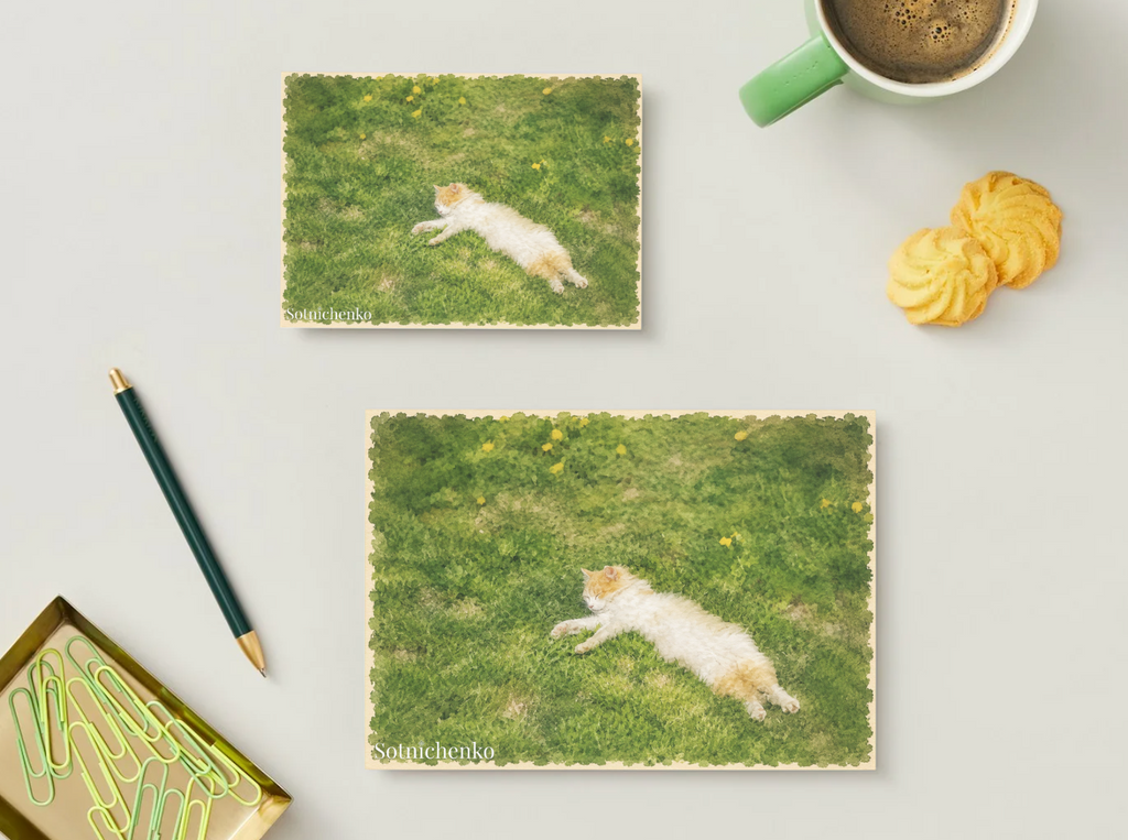 Grass Nap — Cozy Printable Postcard