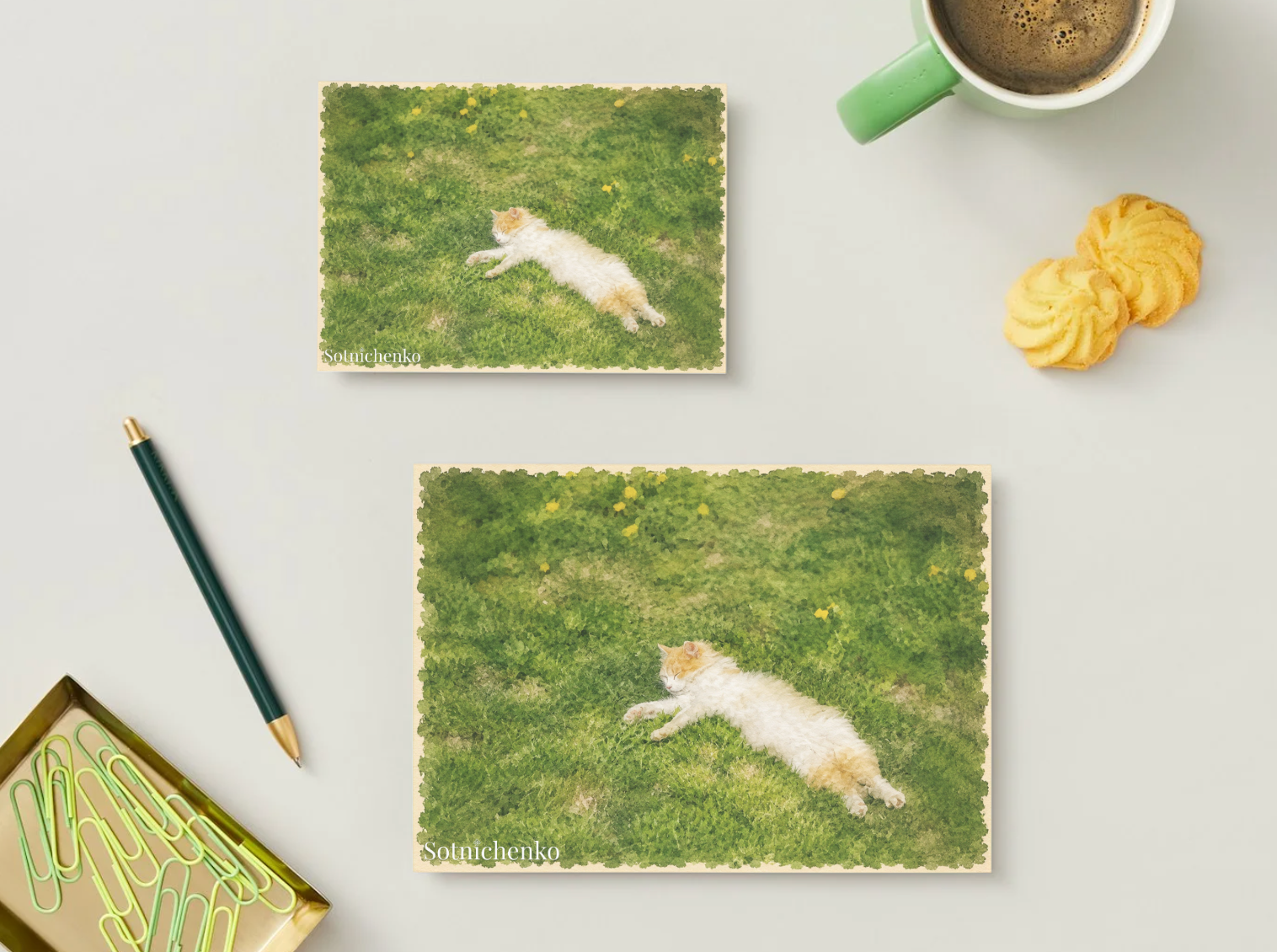 Grass Nap — Cozy Printable Postcard
