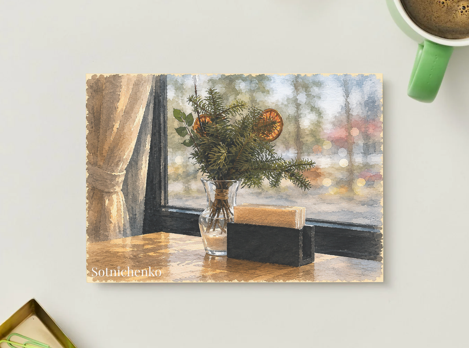Winter Window — Cozy Printable Postcard