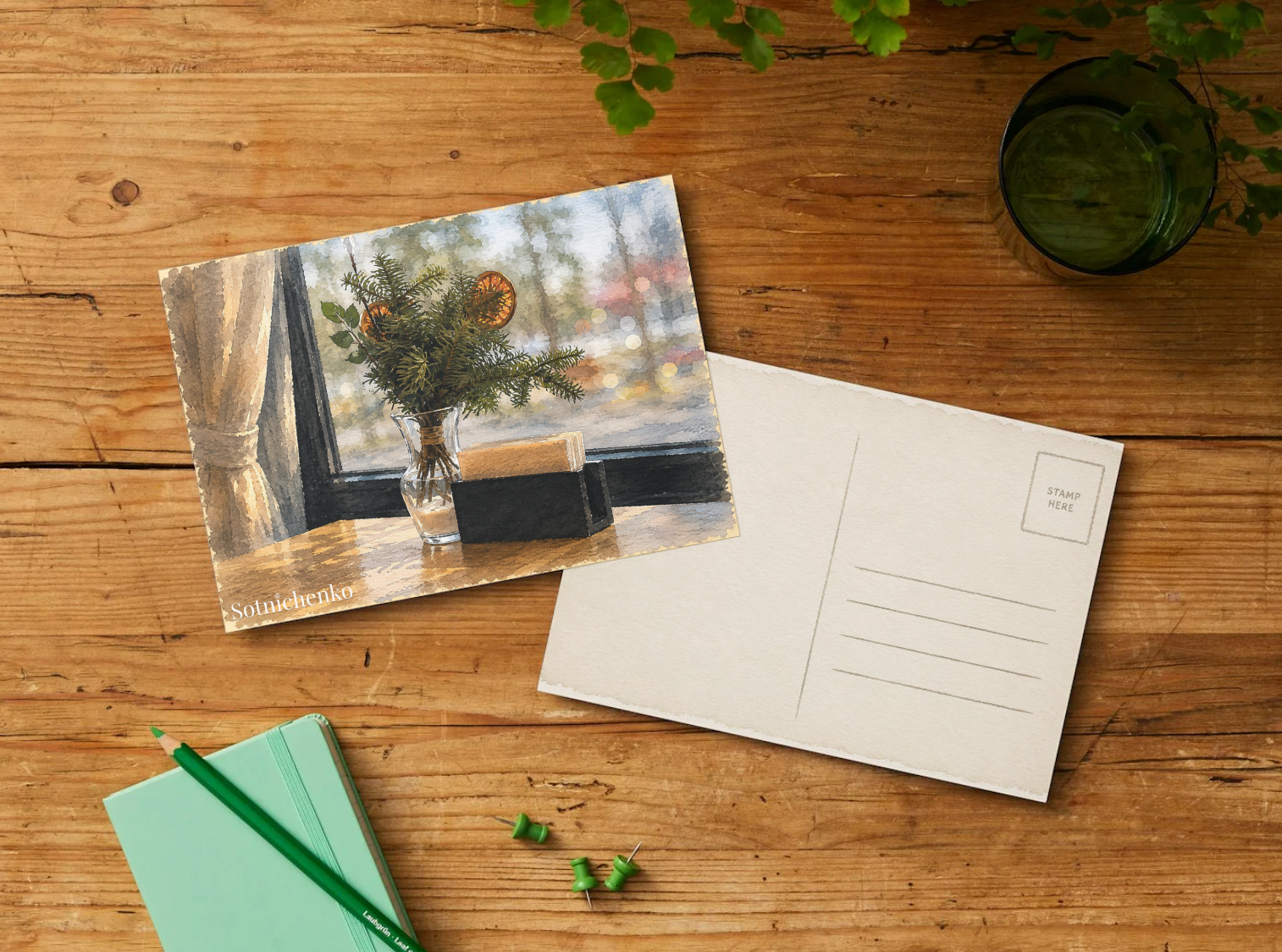Winter Window — Cozy Printable Postcard