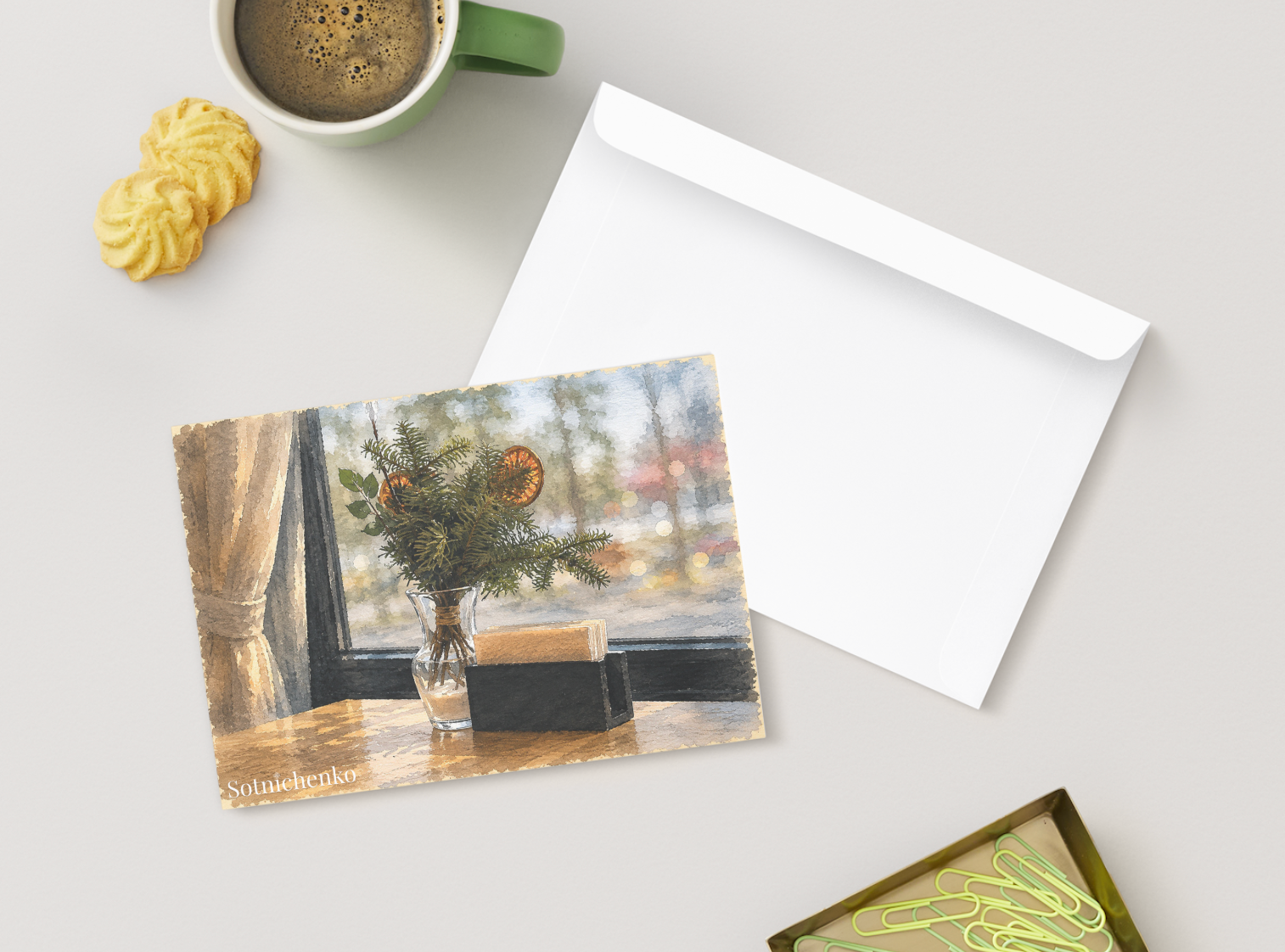 Winter Window — Cozy Printable Postcard