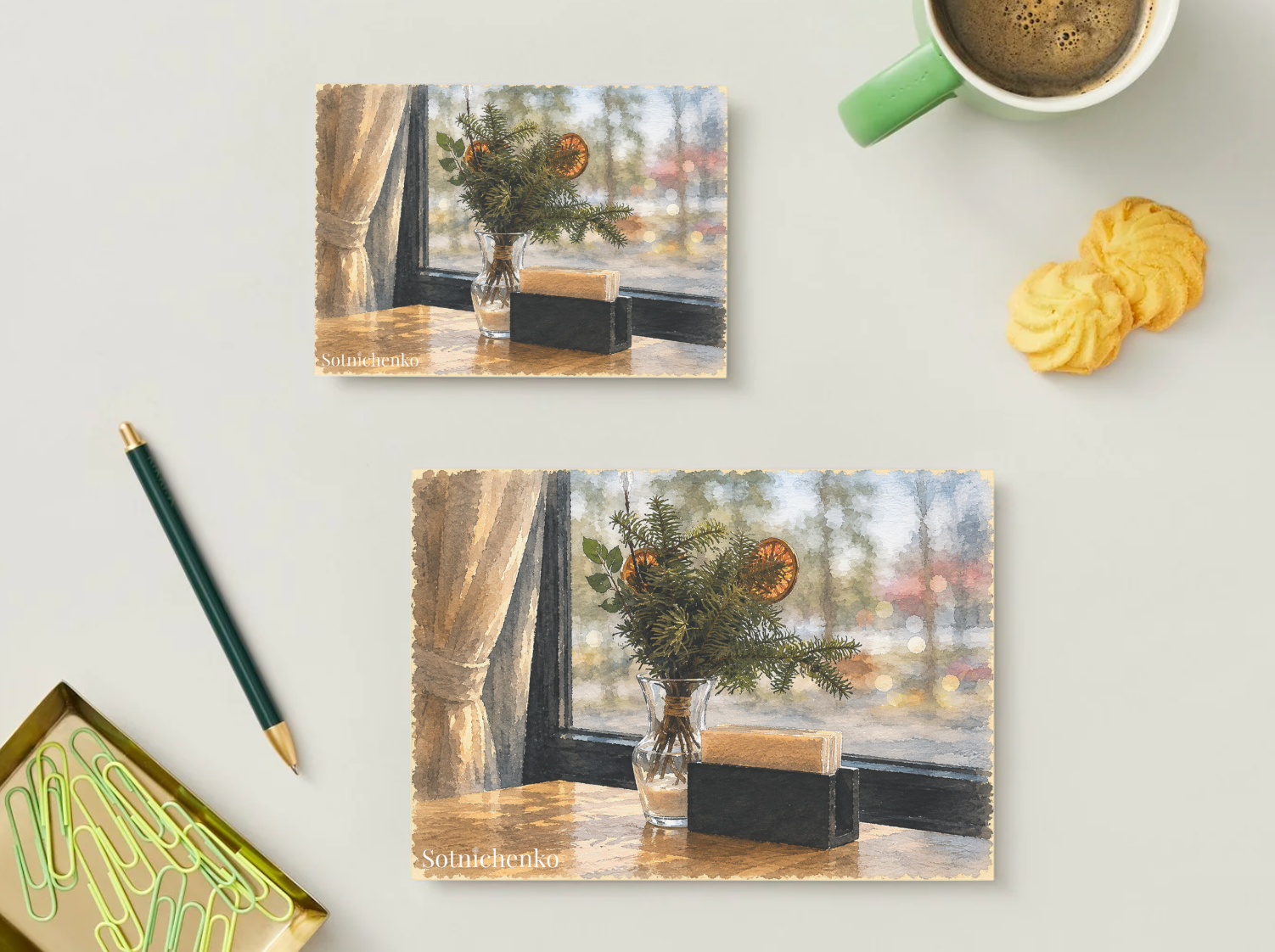 Winter Window — Cozy Printable Postcard