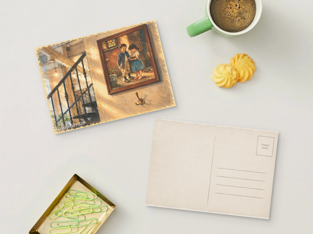 Framed Childhood — Nostalgic Printable Postcard