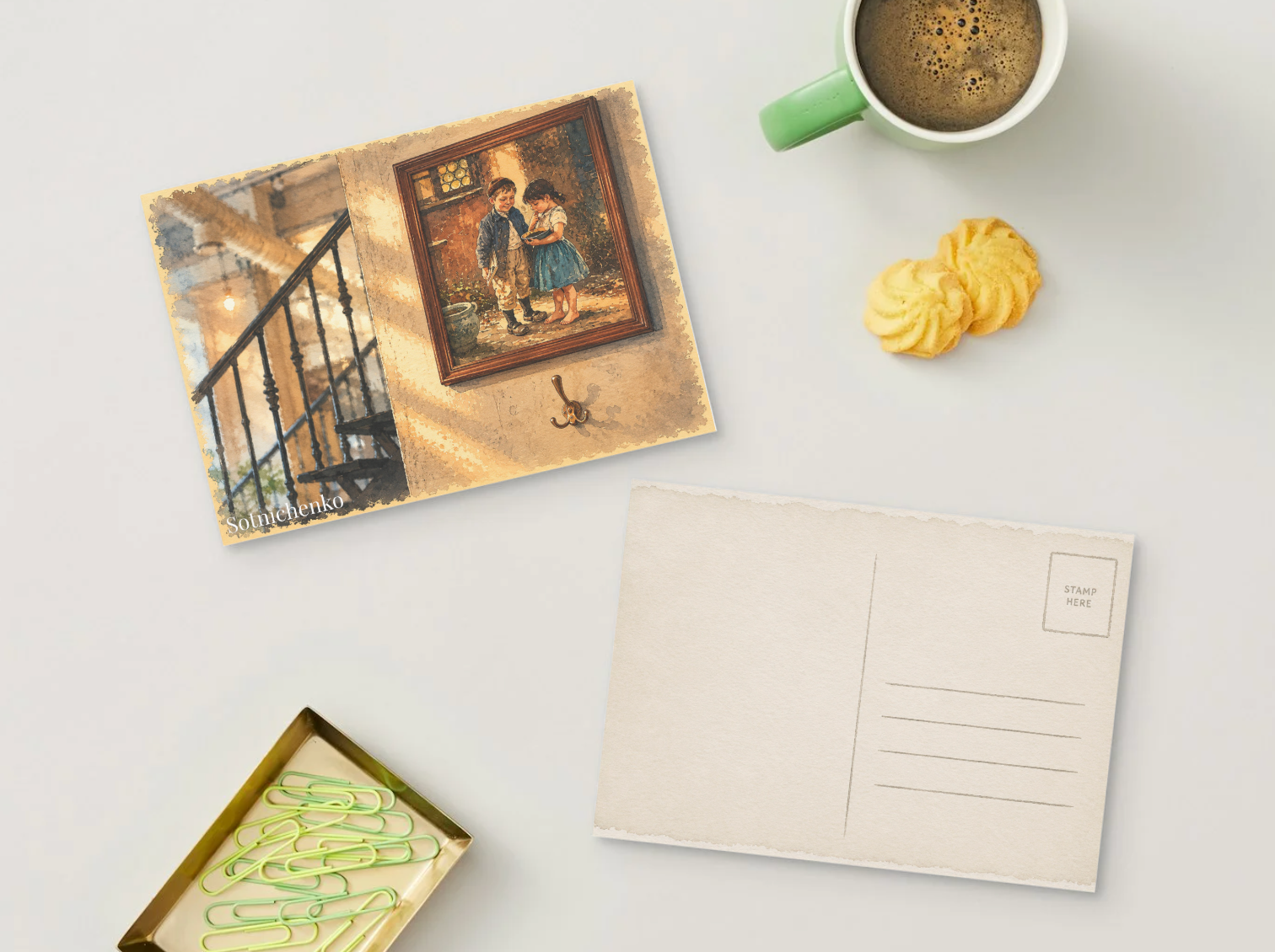 Framed Childhood — Nostalgic Printable Postcard