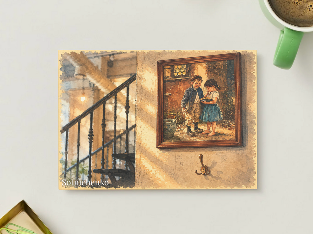 Framed Childhood — Nostalgic Printable Postcard
