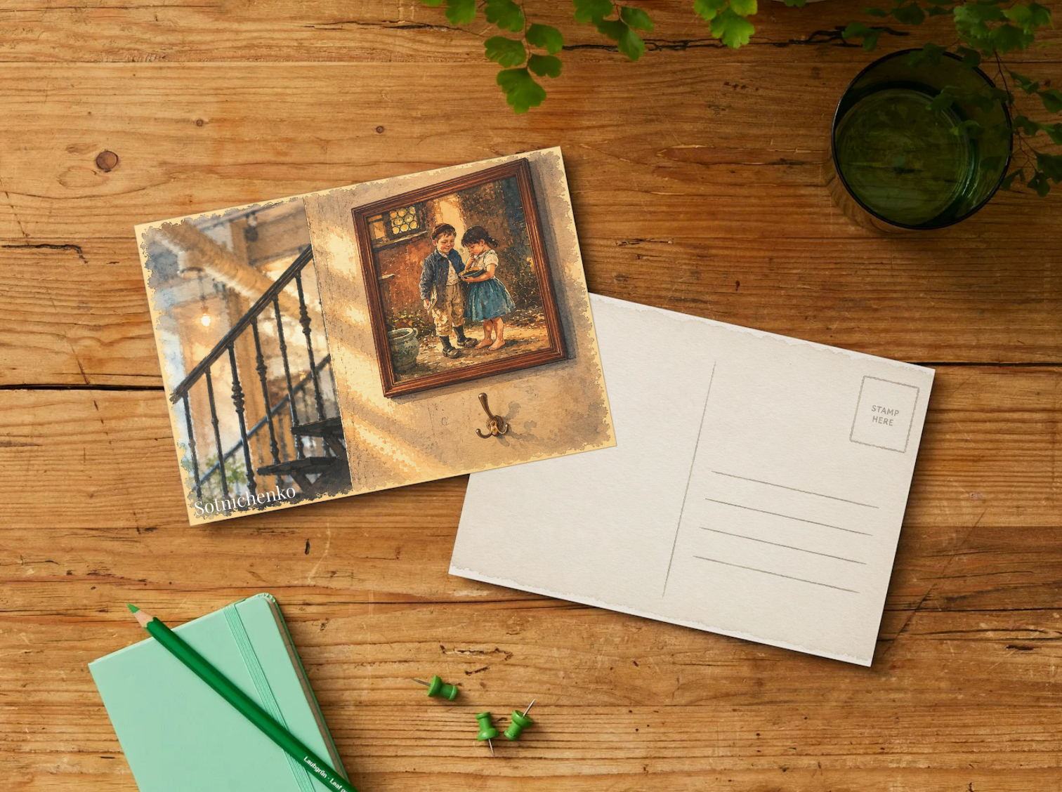Framed Childhood — Nostalgic Printable Postcard