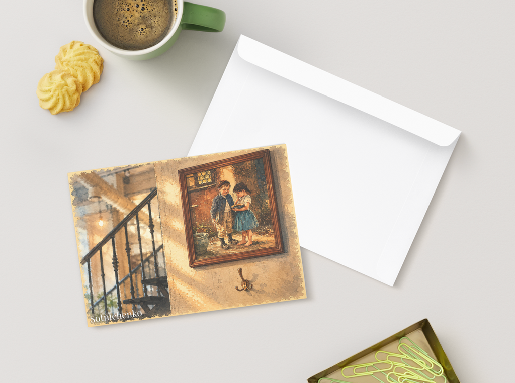 Framed Childhood — Nostalgic Printable Postcard