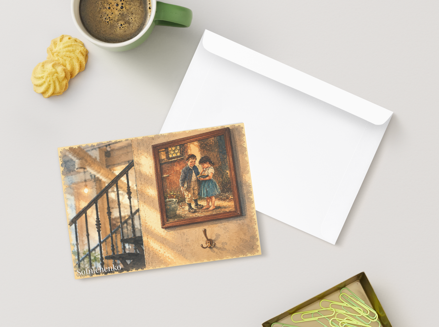 Framed Childhood — Nostalgic Printable Postcard