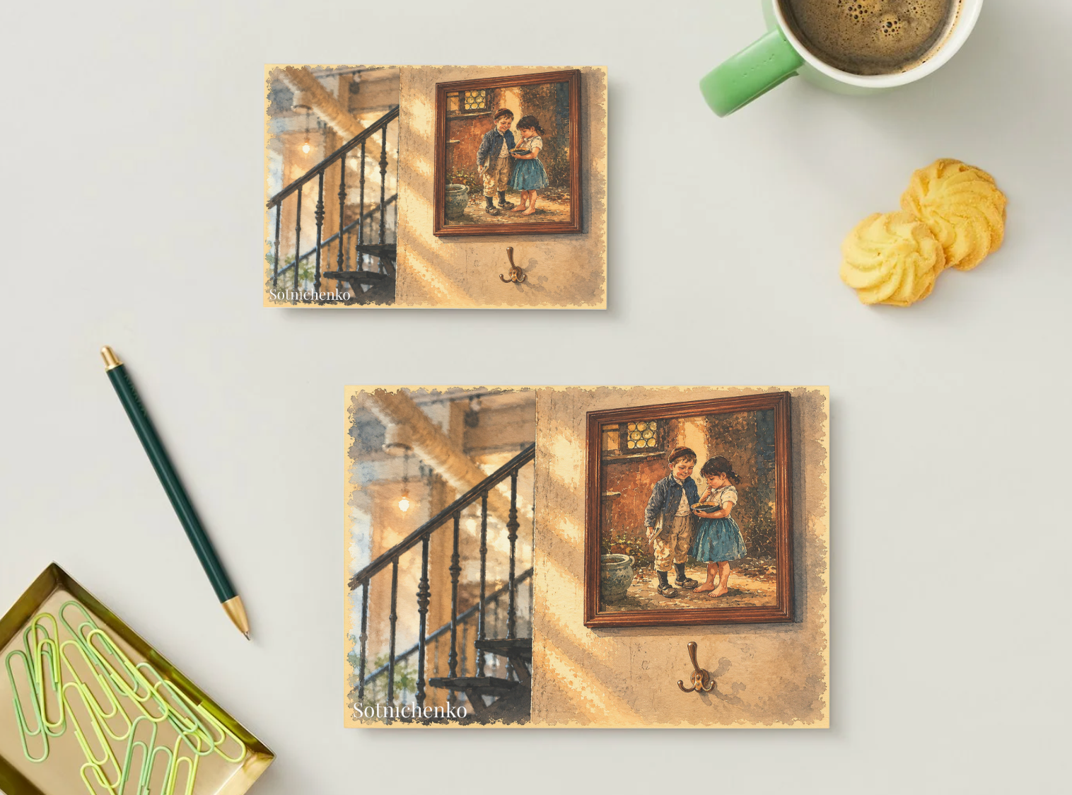 Framed Childhood — Nostalgic Printable Postcard