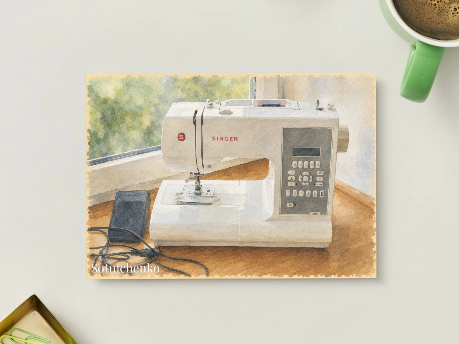 Sewing Light — Creative Printable Postcard