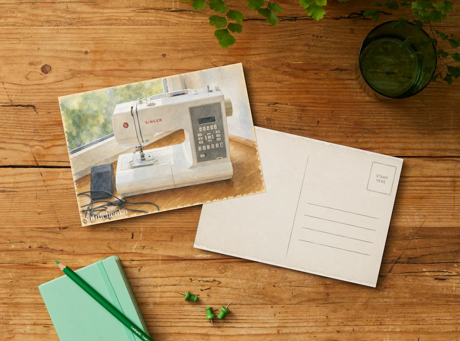 Sewing Light — Creative Printable Postcard