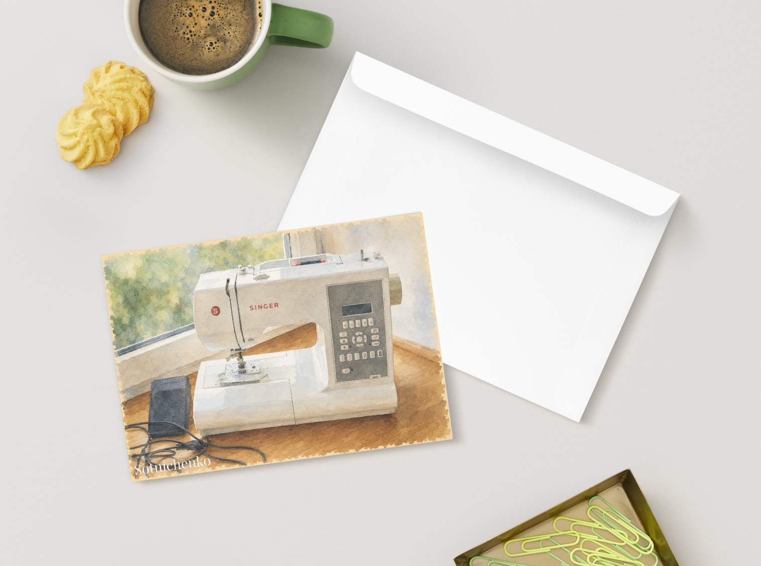 Sewing Light — Creative Printable Postcard