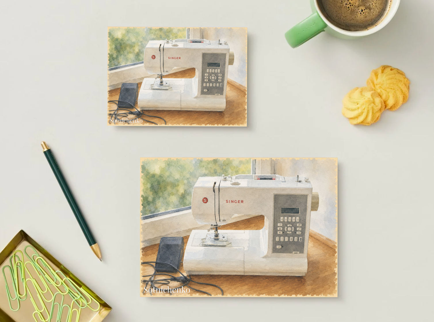 Sewing Light — Creative Printable Postcard