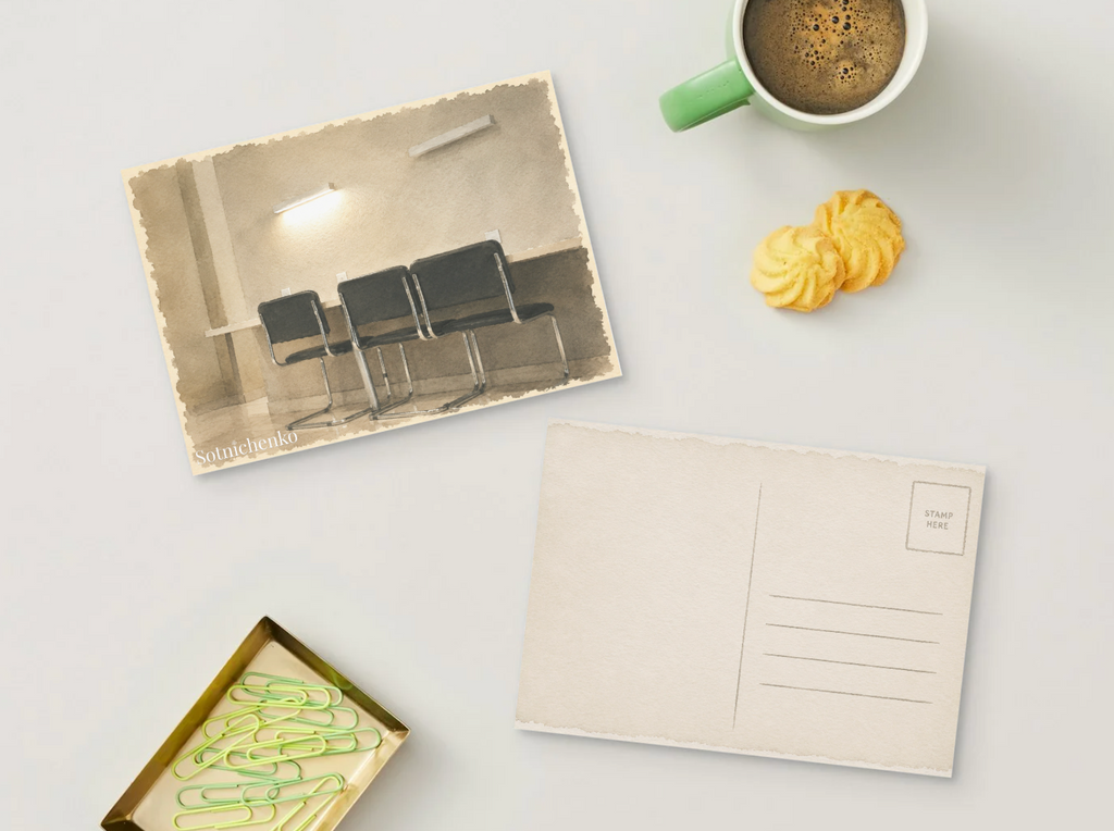 Empty Waiting Room — Vintage Printable Postcard