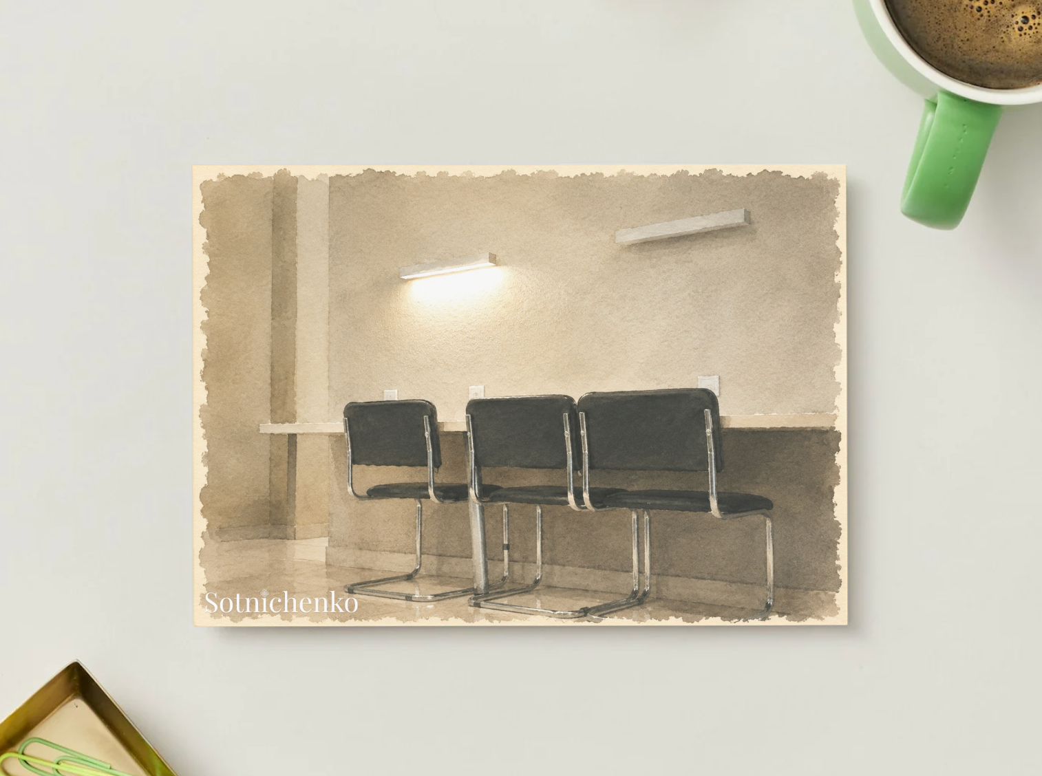 Empty Waiting Room — Vintage Printable Postcard