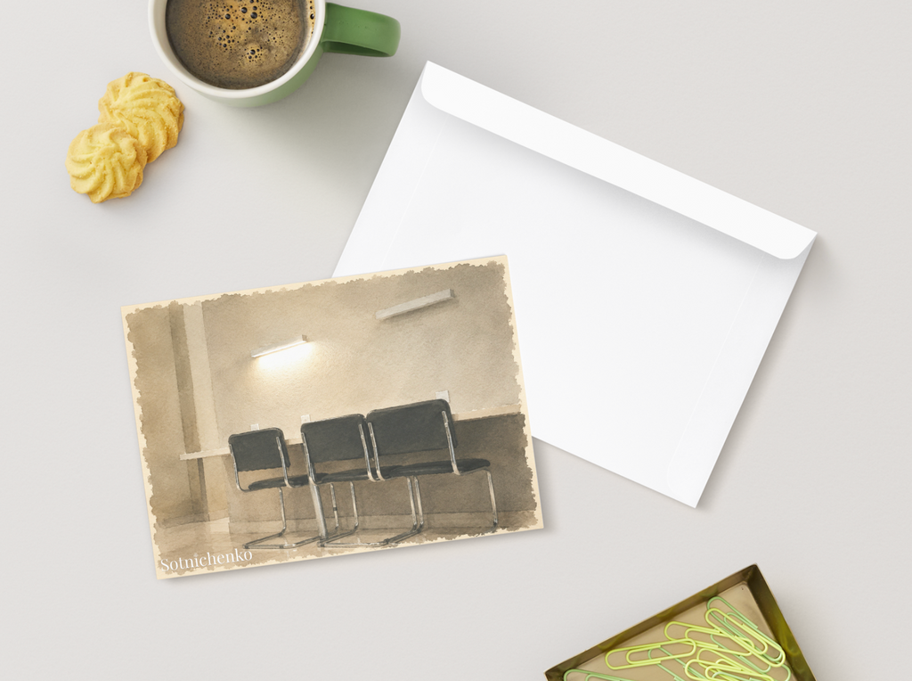 Empty Waiting Room — Vintage Printable Postcard