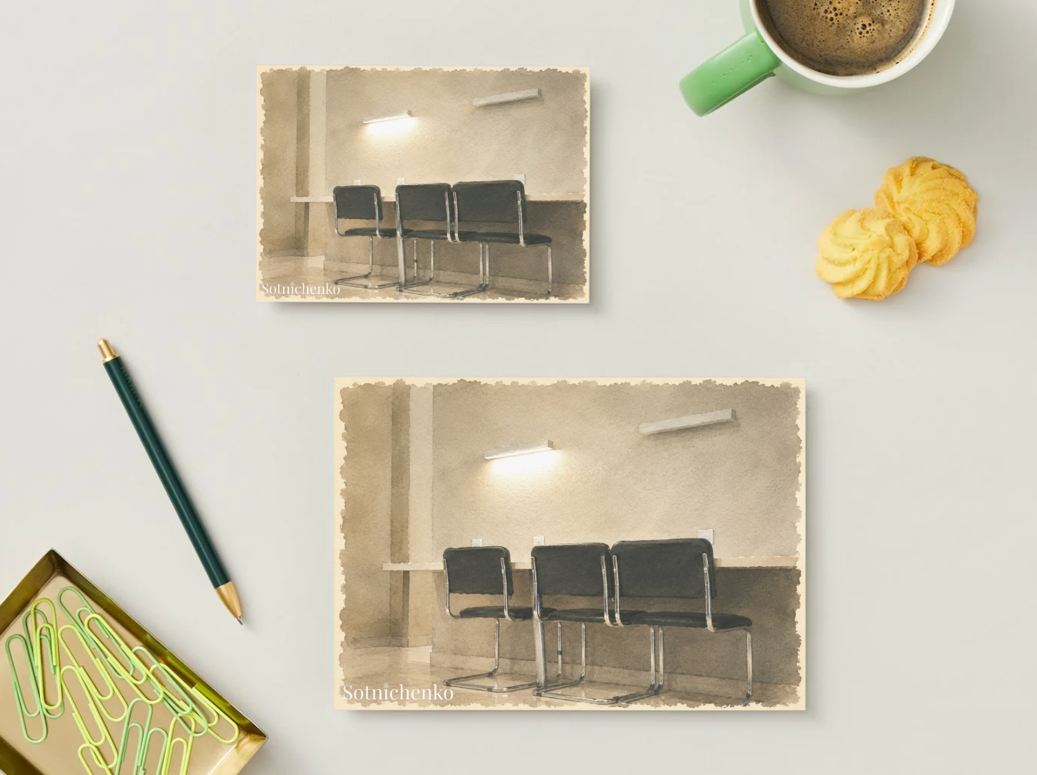 Empty Waiting Room — Vintage Printable Postcard