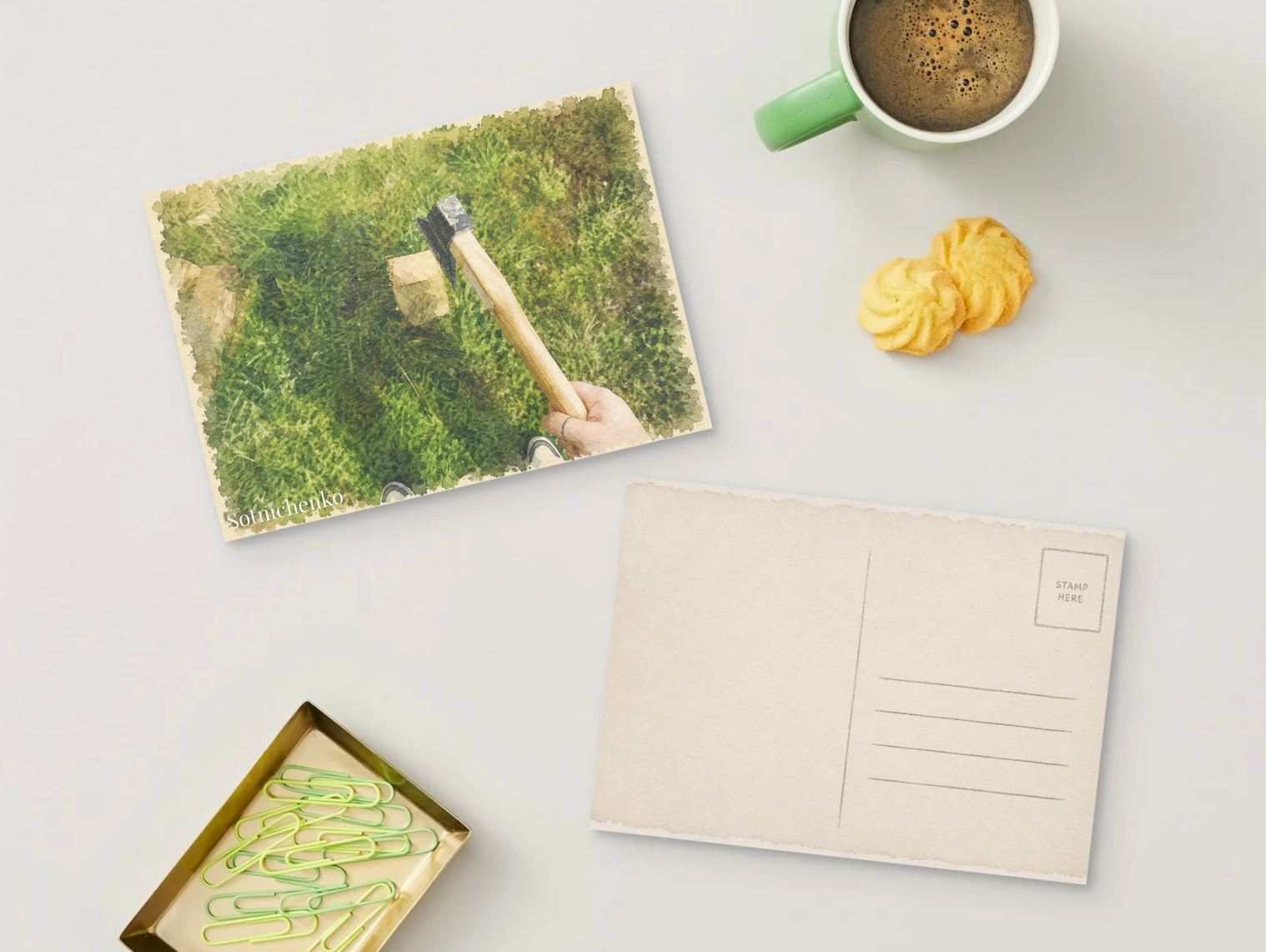 Backyard Work — Vintage Printable Postcard