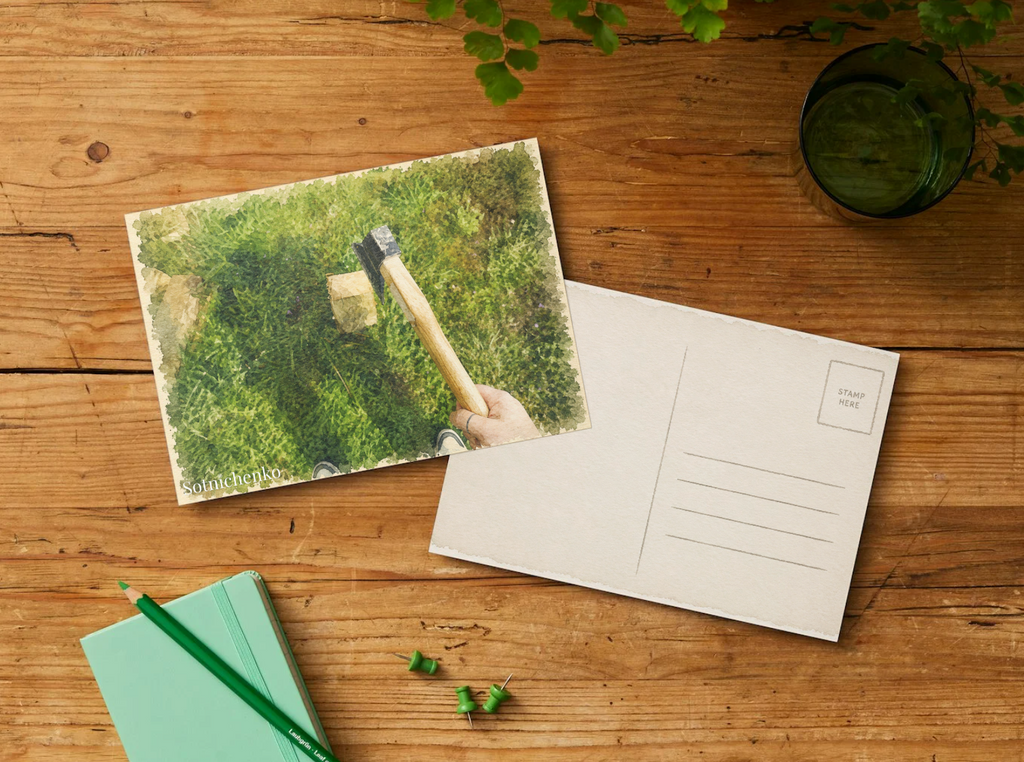 Backyard Work — Vintage Printable Postcard