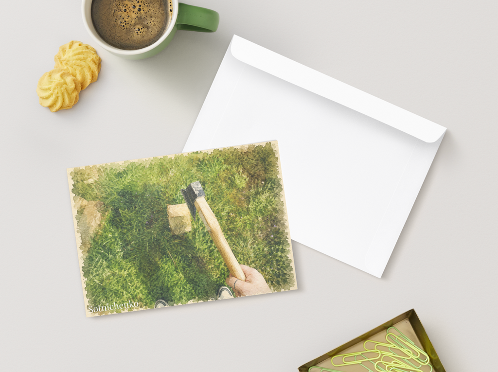 Backyard Work — Vintage Printable Postcard