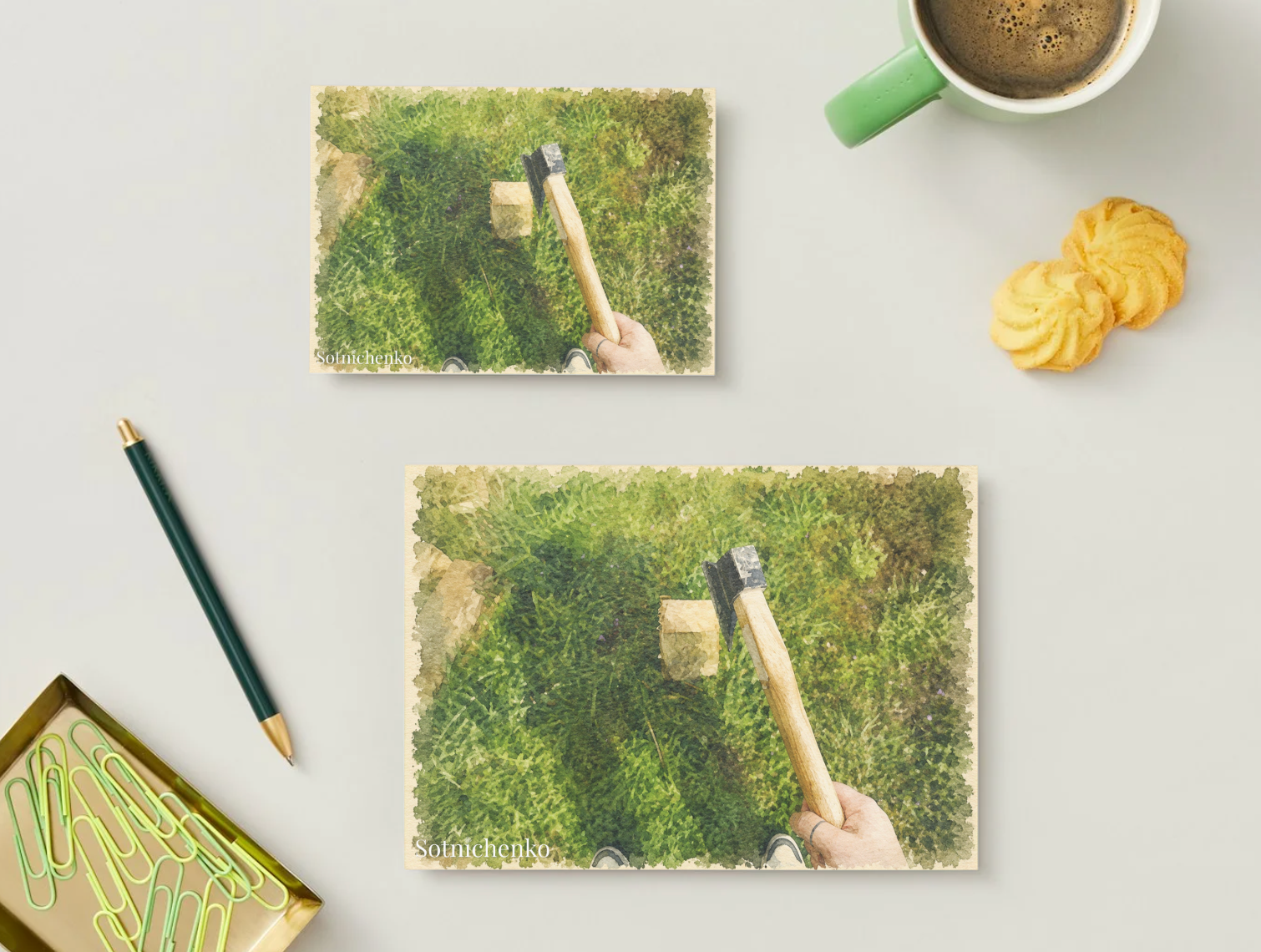 Backyard Work — Vintage Printable Postcard