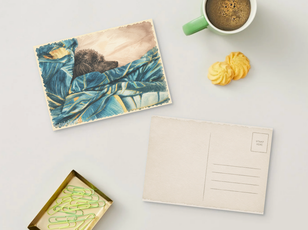 Wrapped in Blue — Vintage Printable Postcard