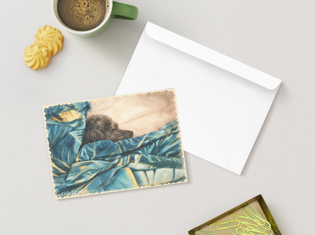 Wrapped in Blue — Vintage Printable Postcard
