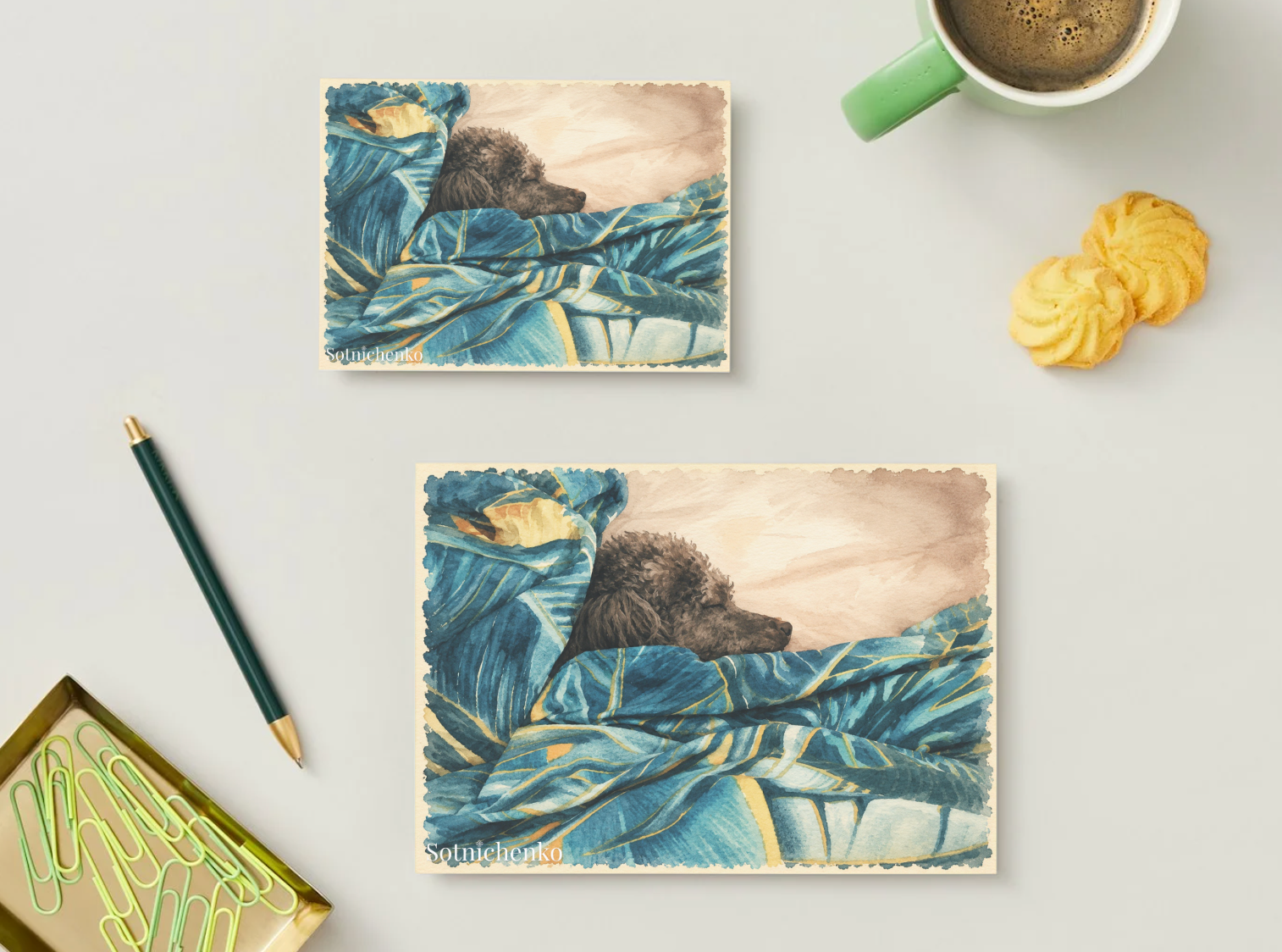 Wrapped in Blue — Vintage Printable Postcard