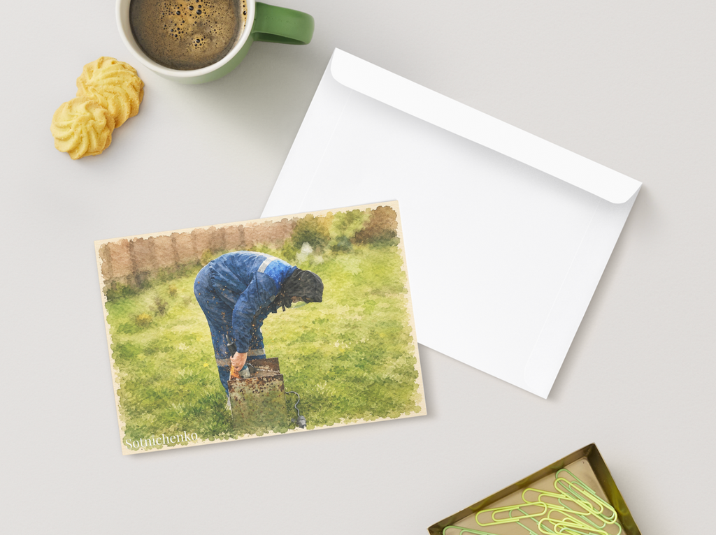 Sparks in the Grass — Industrial Printable Postcard
