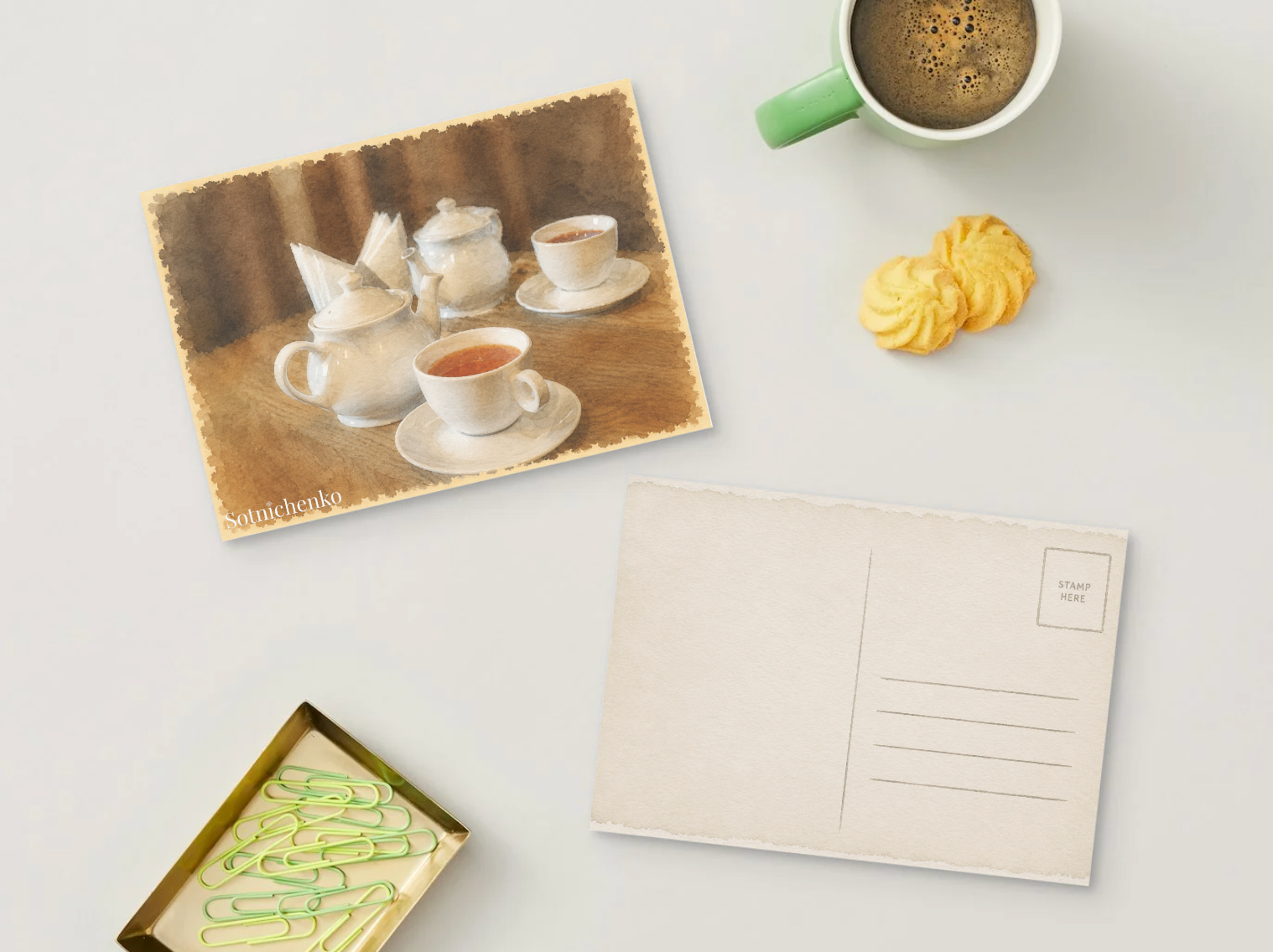 Tea for Two - Cozy Printable Postcard
