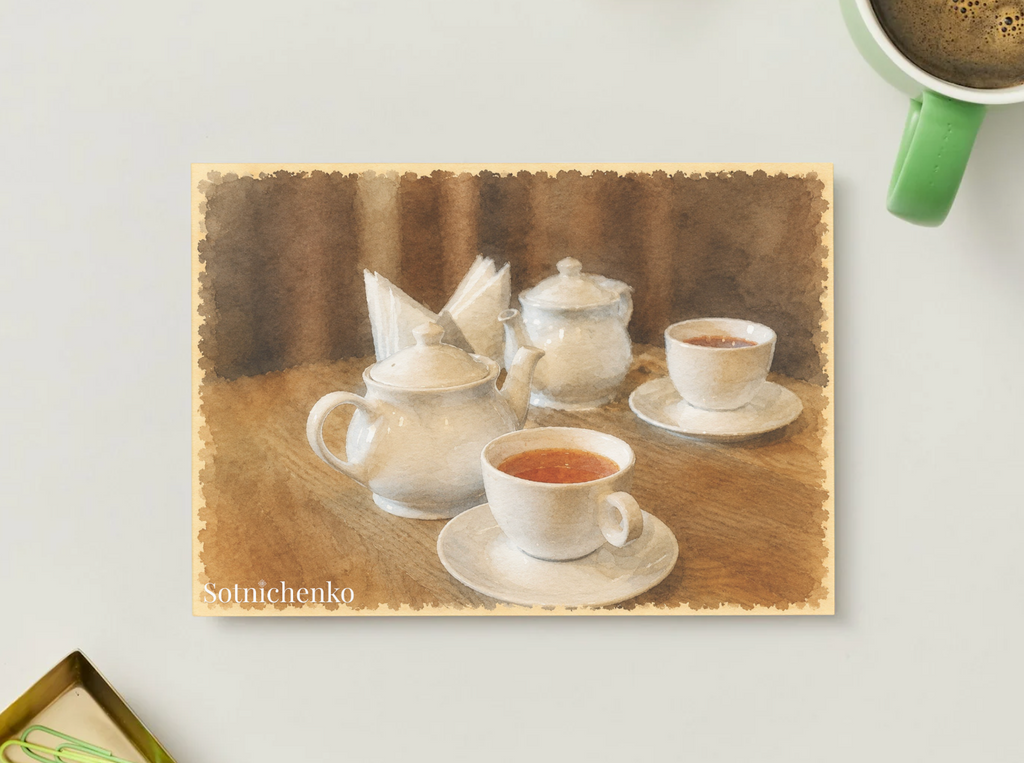 Tea for Two - Cozy Printable Postcard