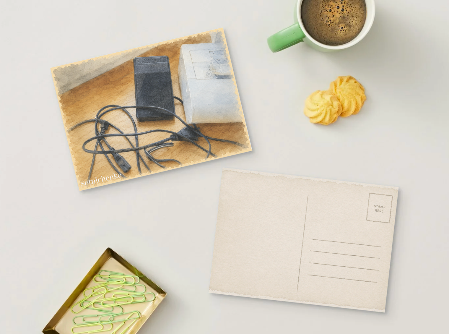 Tangled Wires — Vintage Printable Postcard