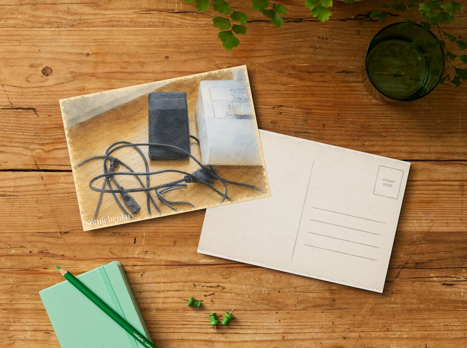 Tangled Wires — Vintage Printable Postcard