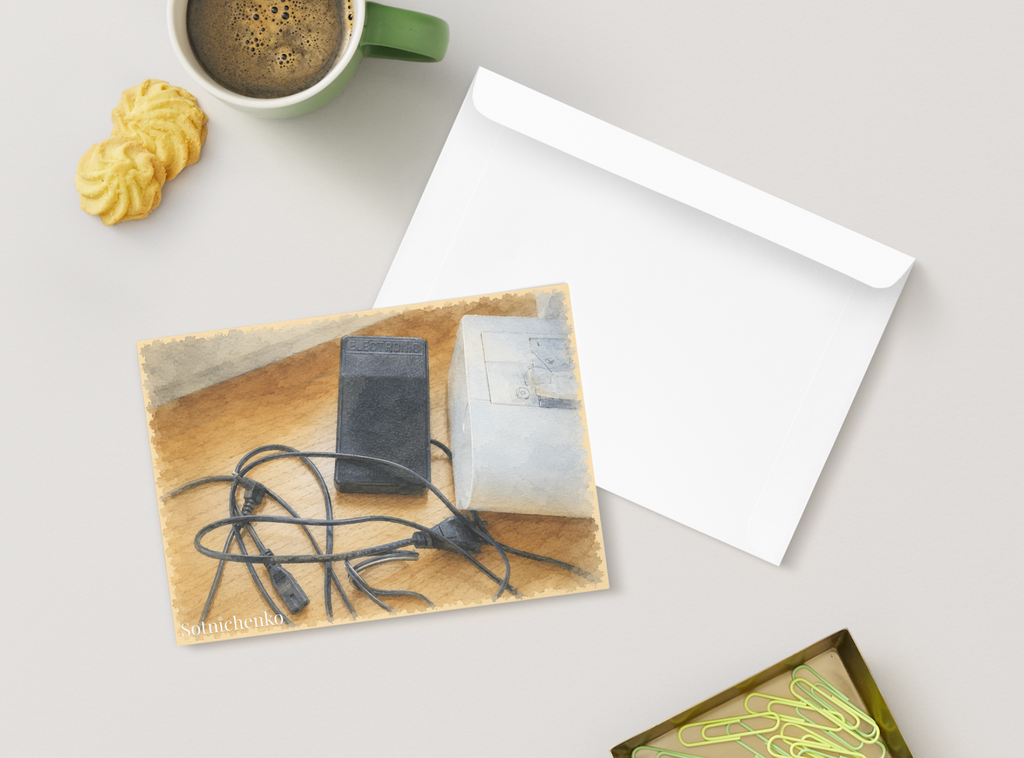 Tangled Wires — Vintage Printable Postcard