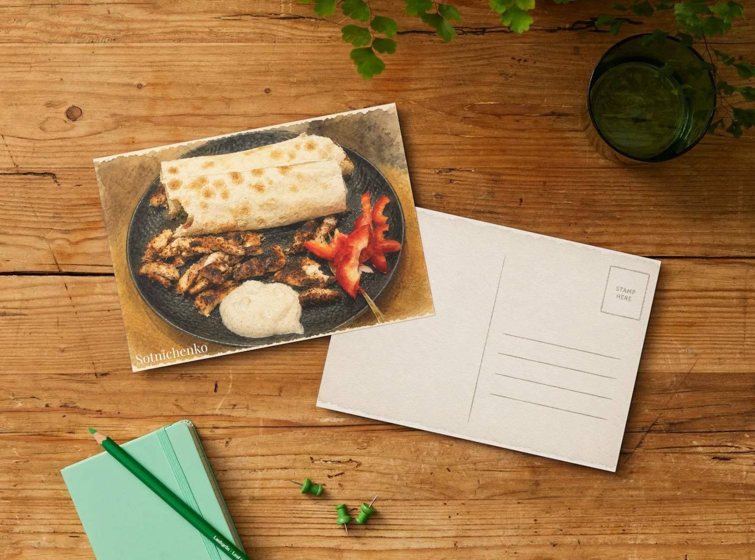 Wrap & Roast - Cozy Printable Postcard