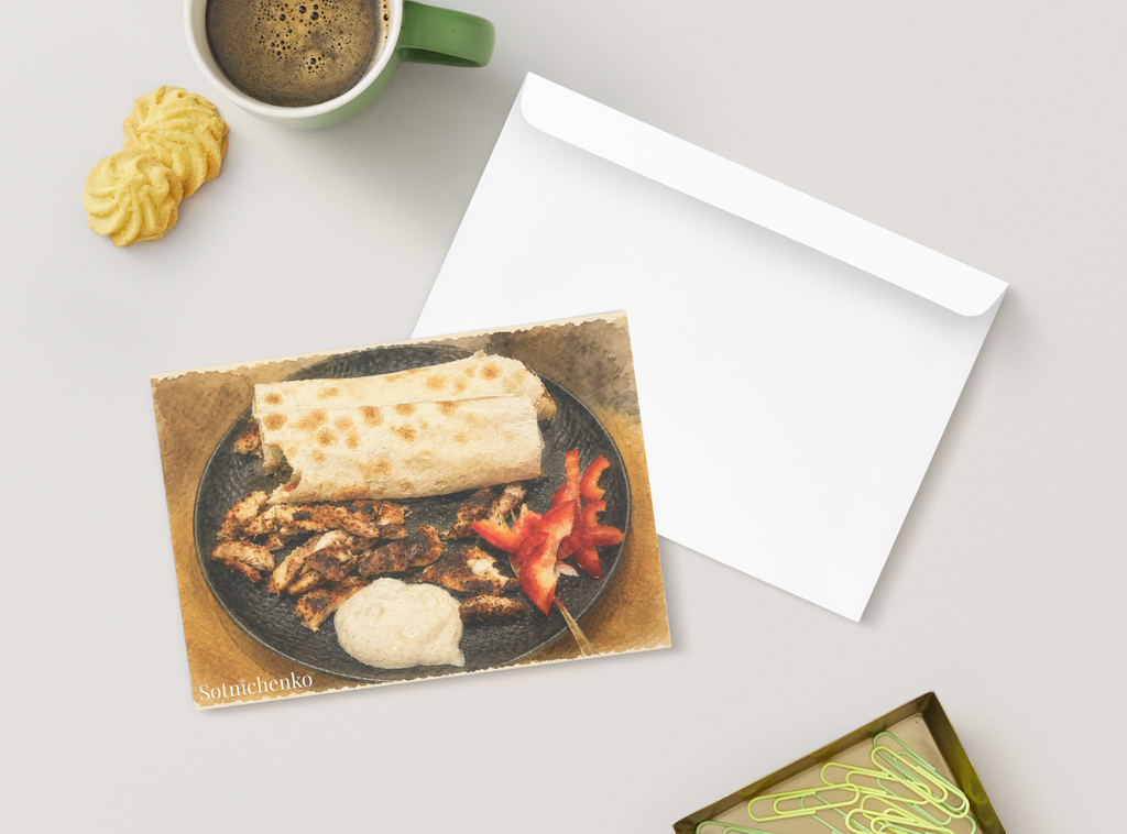 Wrap & Roast - Cozy Printable Postcard