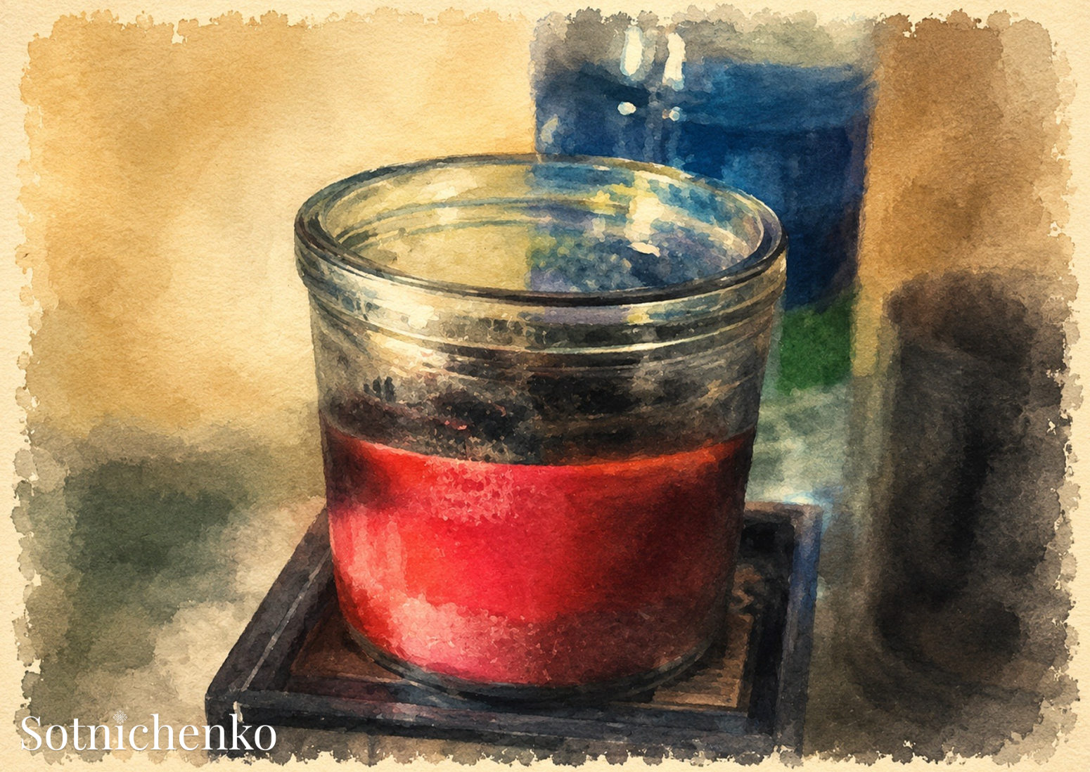 Red Candle — Cozy Printable Postcard