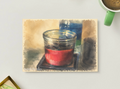 Red Candle — Cozy Printable Postcard